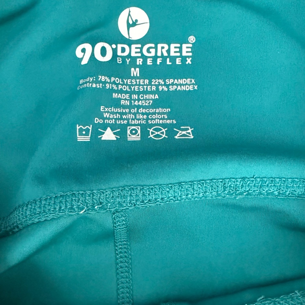 90 degree by Reflex Green Running Perforated  Activewear Leggings M - Picture 5 of 7